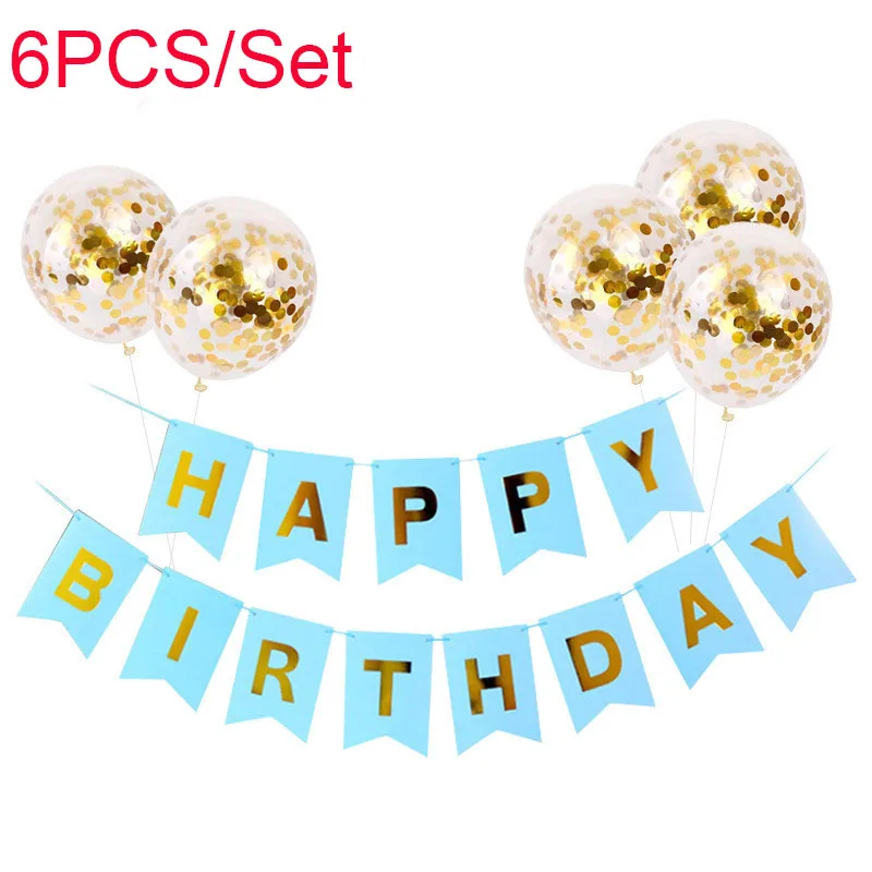 1set Happy Birthday Letter Banner Rose Gold Confetti Helium Balloons Baby Shower Decorations Boy Girl Kids Gift Party Favors | Дом и сад