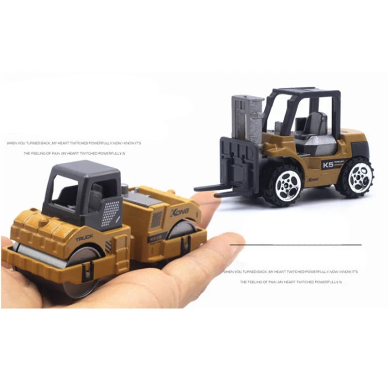 

6Pcs/Set 1:64 Alloy Engineering Vehicle Mini Excavator Forklift Model Cars Toy Set Collections Gift for Children Kids