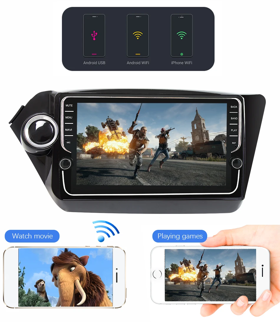Eunavi 2 Din Автомобильный мультимедийный плеер gps Android 9 DVD помощи при парковке радио для Kia k2 RIO 2010 2011 2012 2013 PX6 4G+ 64G