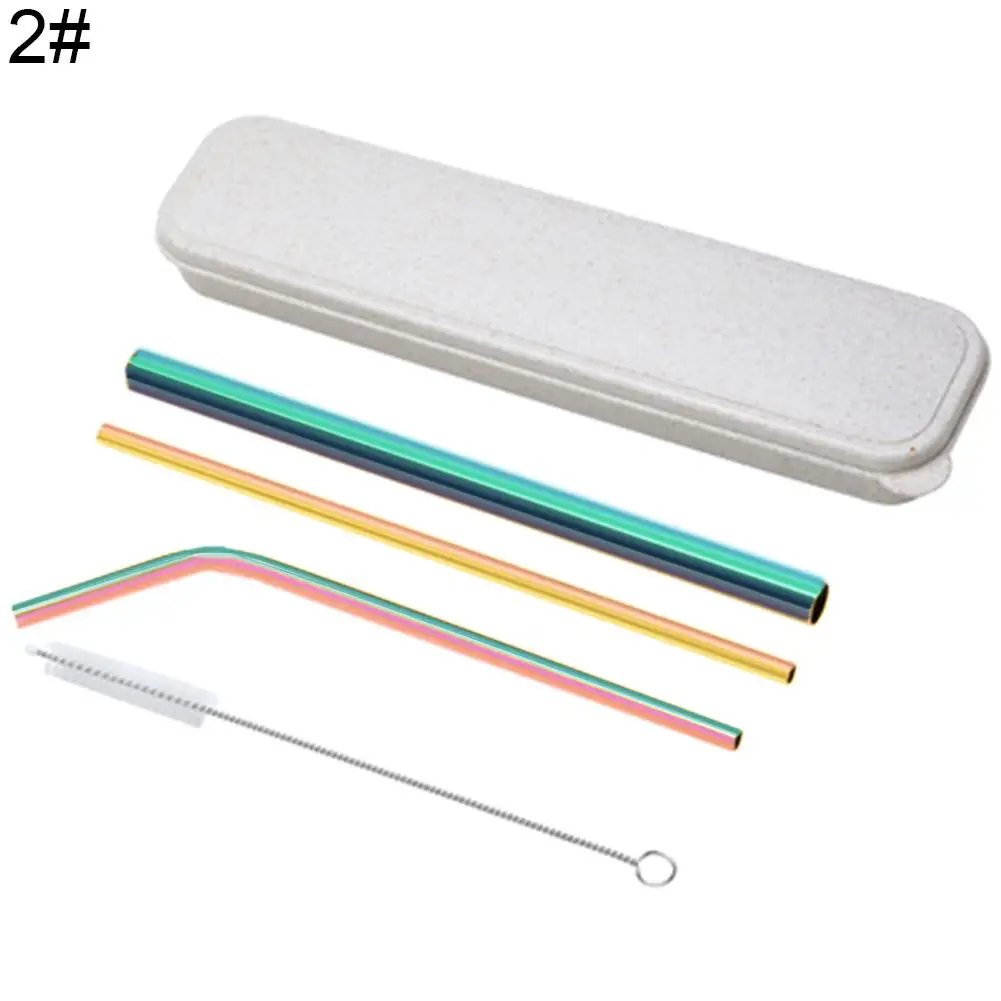 

HOT SALES !!! 3Pcs Stainless Steel Reusable Bent Straight Drinking Straw Party Bar Drinkware