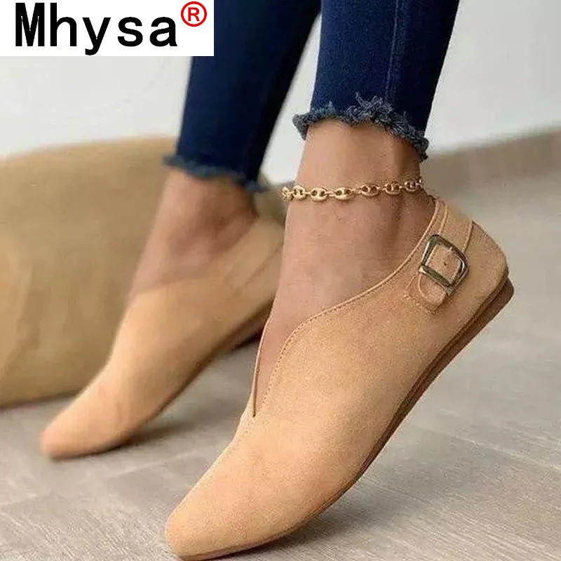 

2020 Pointed Toe Suede Women Flats Shoes Woman Loafers Summer Fashion Sweet Flat Casual Shoes Women Zapatos Mujer Plus Size35-43
