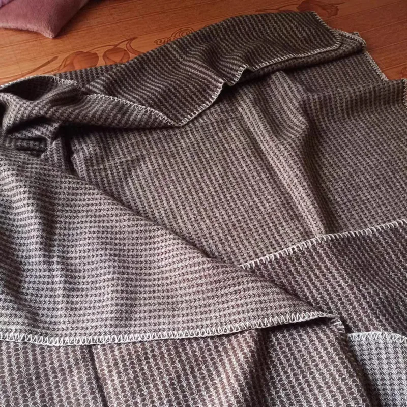 Manta de lana 100% de marca de lujo, funda de sof&aacute; de lana suave, bufanda c&aacute;lida port&aacute;til, chal, colcha a cuadros en la cama, forro polar de punto-4