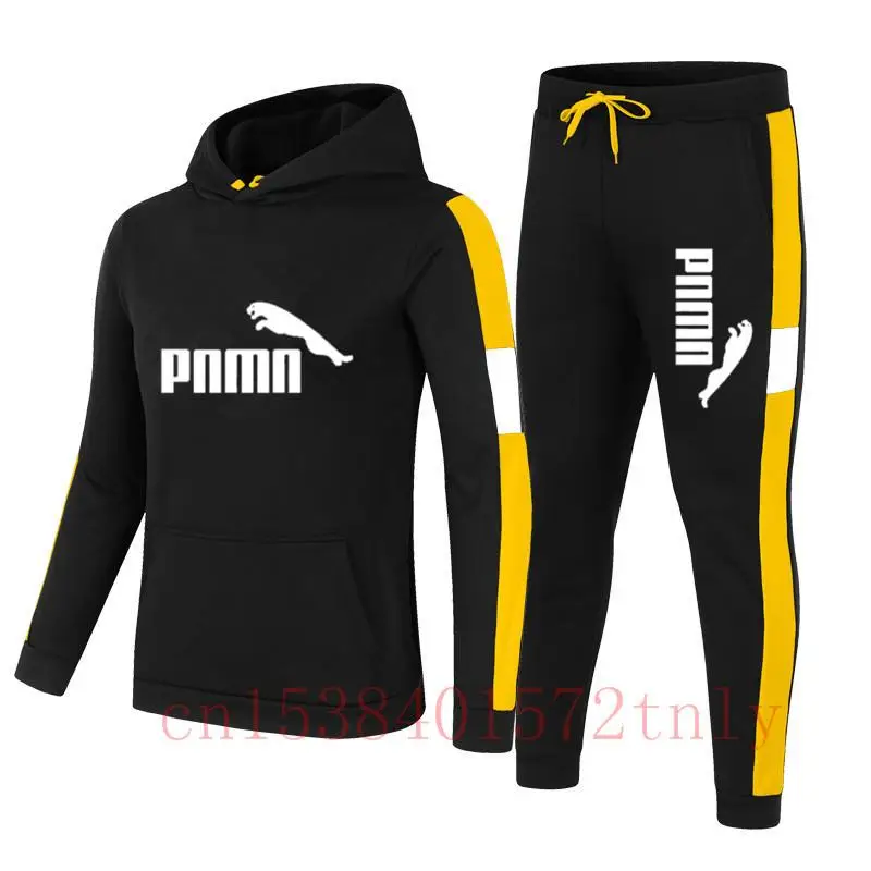 

2021 brand new 2-piece women's striped Hoodie pants suit warm women's solid color sports jacket pants couple suit