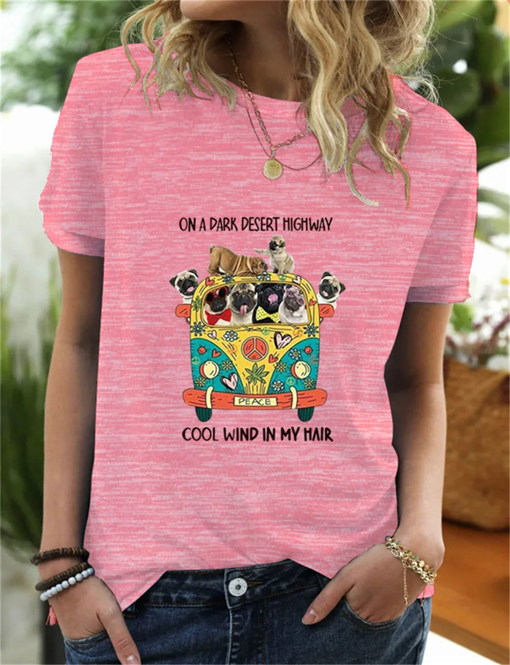 

On A Dark Desert Highway Dog Women T-shirts Summer Tshirt Harajuku Vogue T-shirts for Girls Short Sleeve Streetwear Top Women