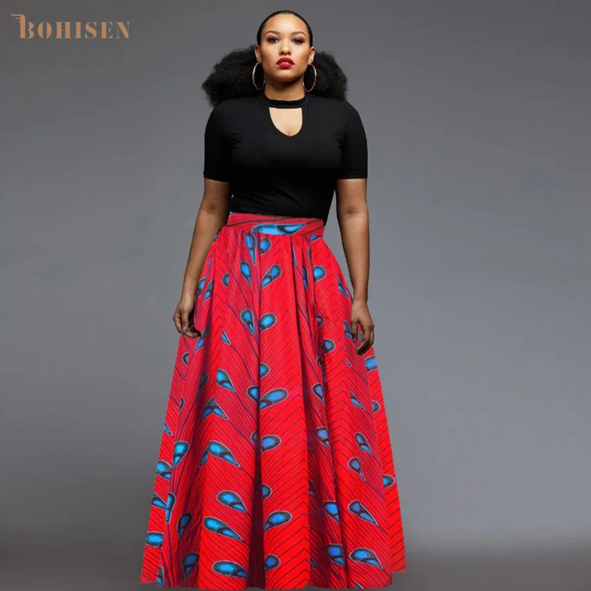 BOHISEN в африканском стиле юбки для девочек однотонное Для женщин модные Дашики с