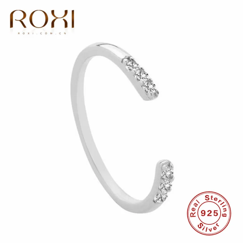 Silver ROXI кольца из стерлингового серебра 925 для женщин Регулируемый размер кольца, свадебные украшения золото серебро цвет циркония Кристалл палец кольца - Цвет основного камня: Silver