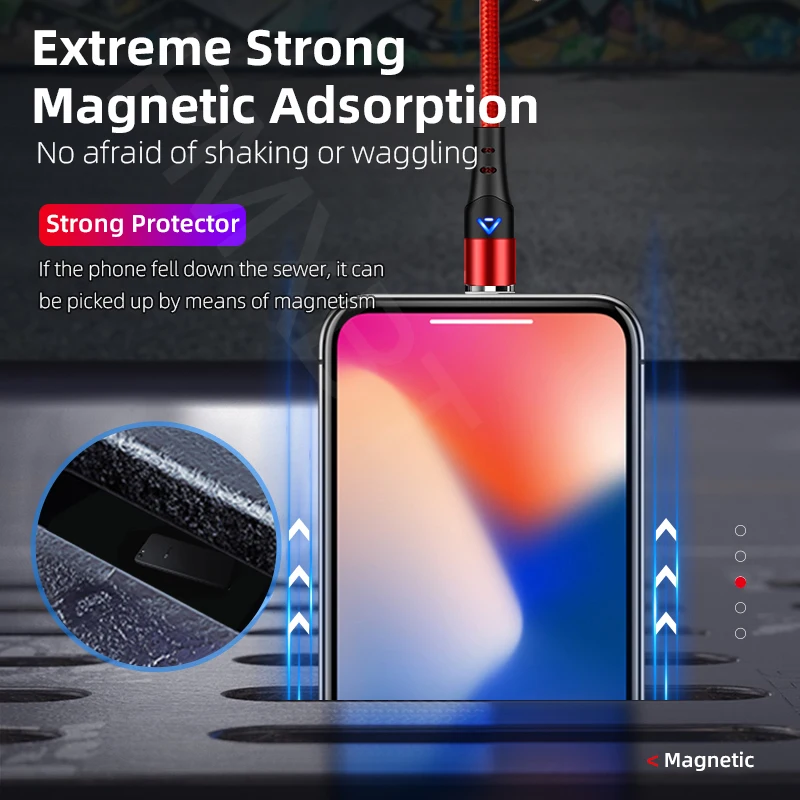 

3A Fast Charging Magnetic USB Cable For Samsung Huawei Xiaomi Mobile Phone Micro usb Type C Cable Magnet Charger Cord For iPhone