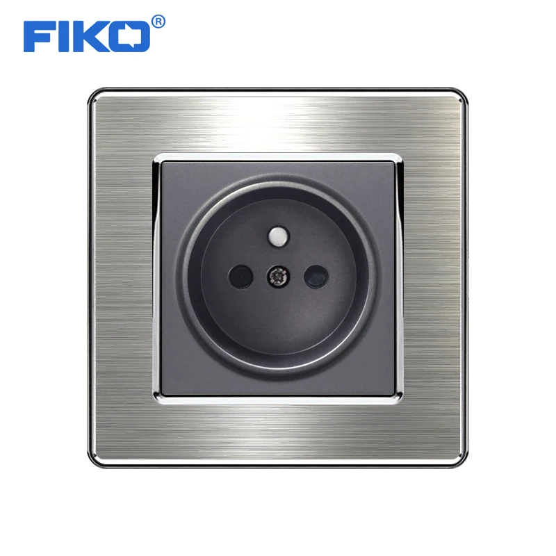 FIKO 16A French Wall Socket  wall socket with USB ,Luxury Power Outlet Enchufe stainless steel panel 86mm*86mm