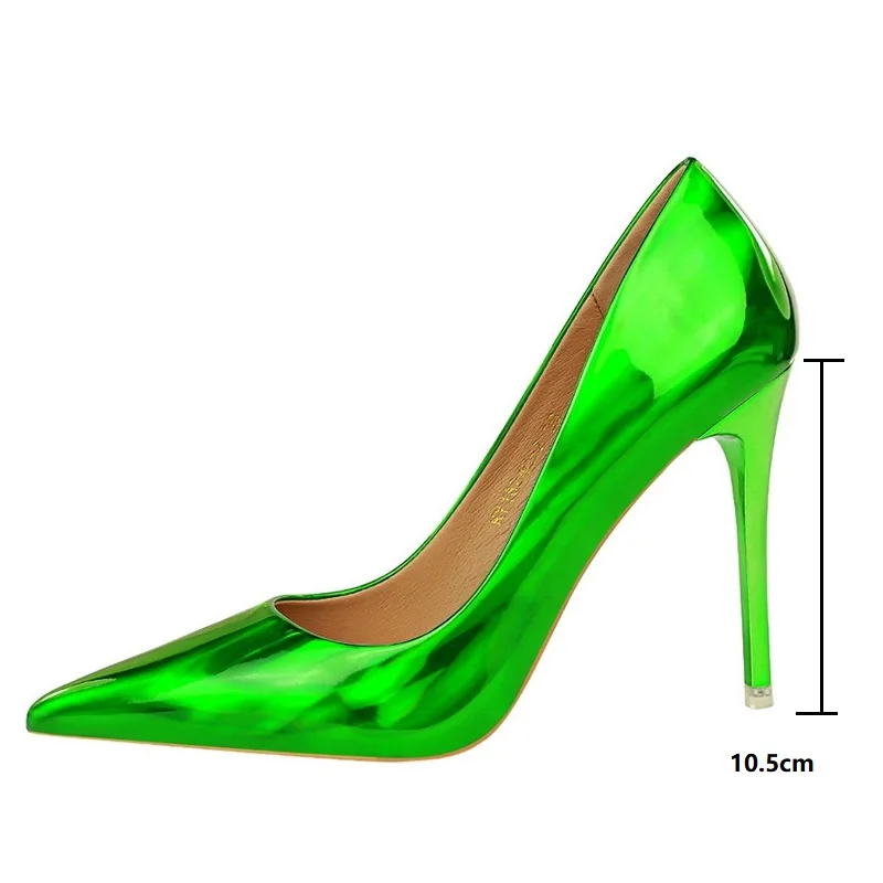 Женские туфли лодочки зеленые на высоком каблуке 10 5 см дизайнерские для зачистки