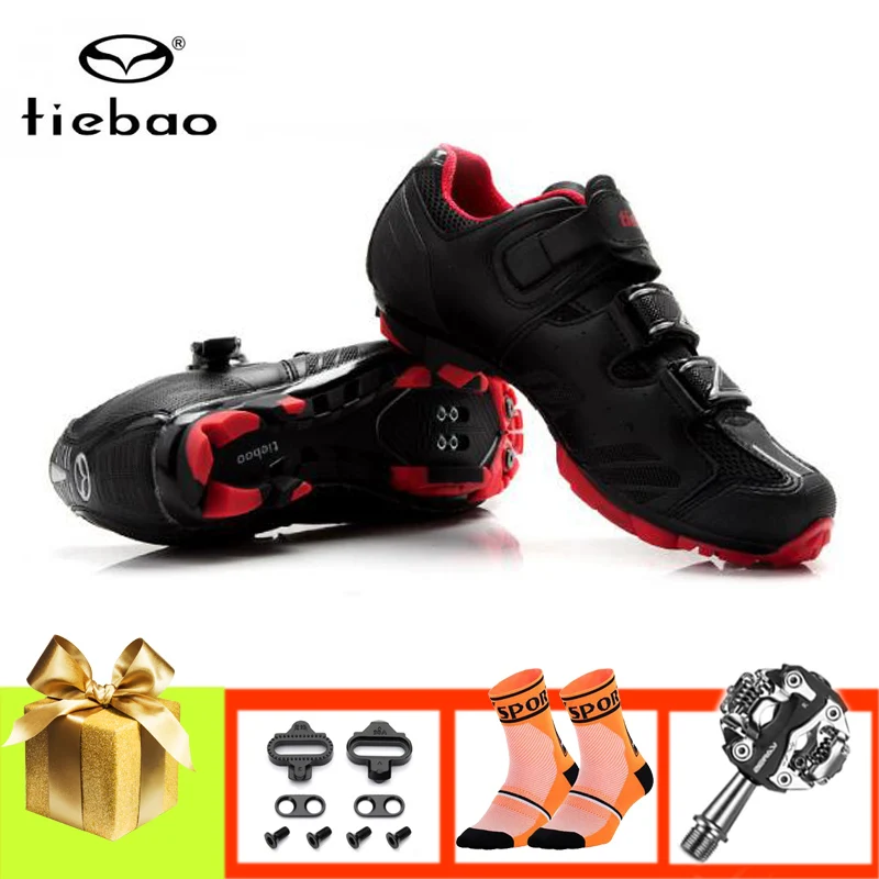 Tiebao black women cycling shoes men breathable sapatilha ciclismo mtb self-locking superstar bicycle SPD Pedals riding shoes