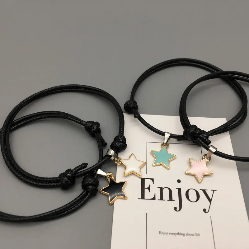 2 шт./компл. Новая мода пара Браслеты цепочка веревка ручной работы звезды браслет