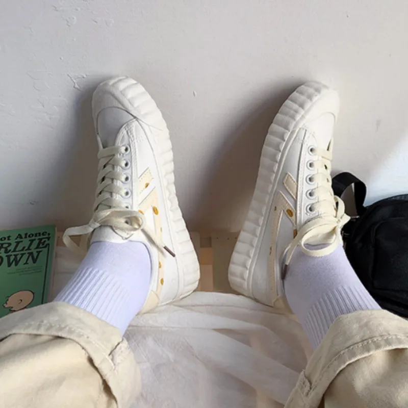 Кроссовки женские на плоской подошве Вулканизированная подошва холщовые