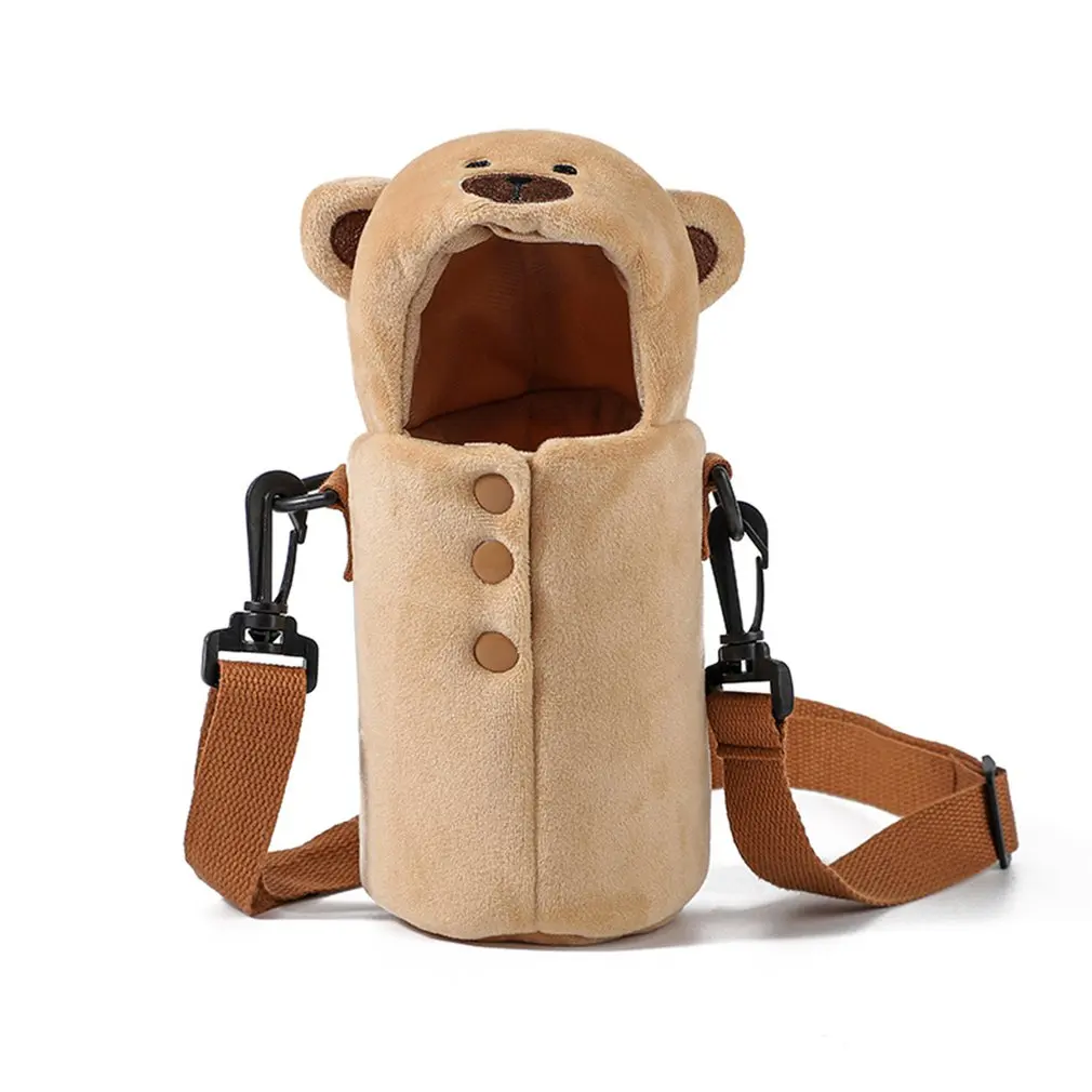 

Cup Holder Cartoon Cute Bear Straw Cup Anti-fall And Anti-collision Plush Cup Holder Adjustable Glass Water