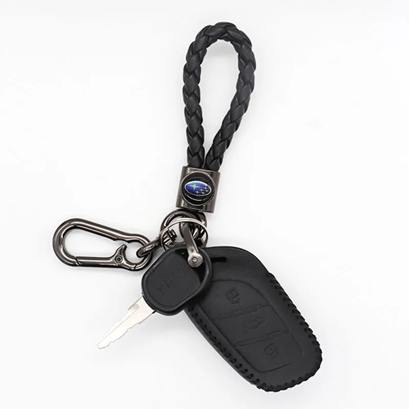 

Braided rope car keychain detachable metal 360 degree rotating horseshoe buckle men's keychain gift suitable for Subaru-logo