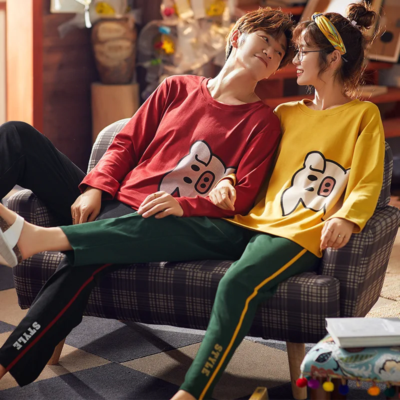 XIFER весенние и осенние пижамы для пар женская одежда сна топ + длинные штаны