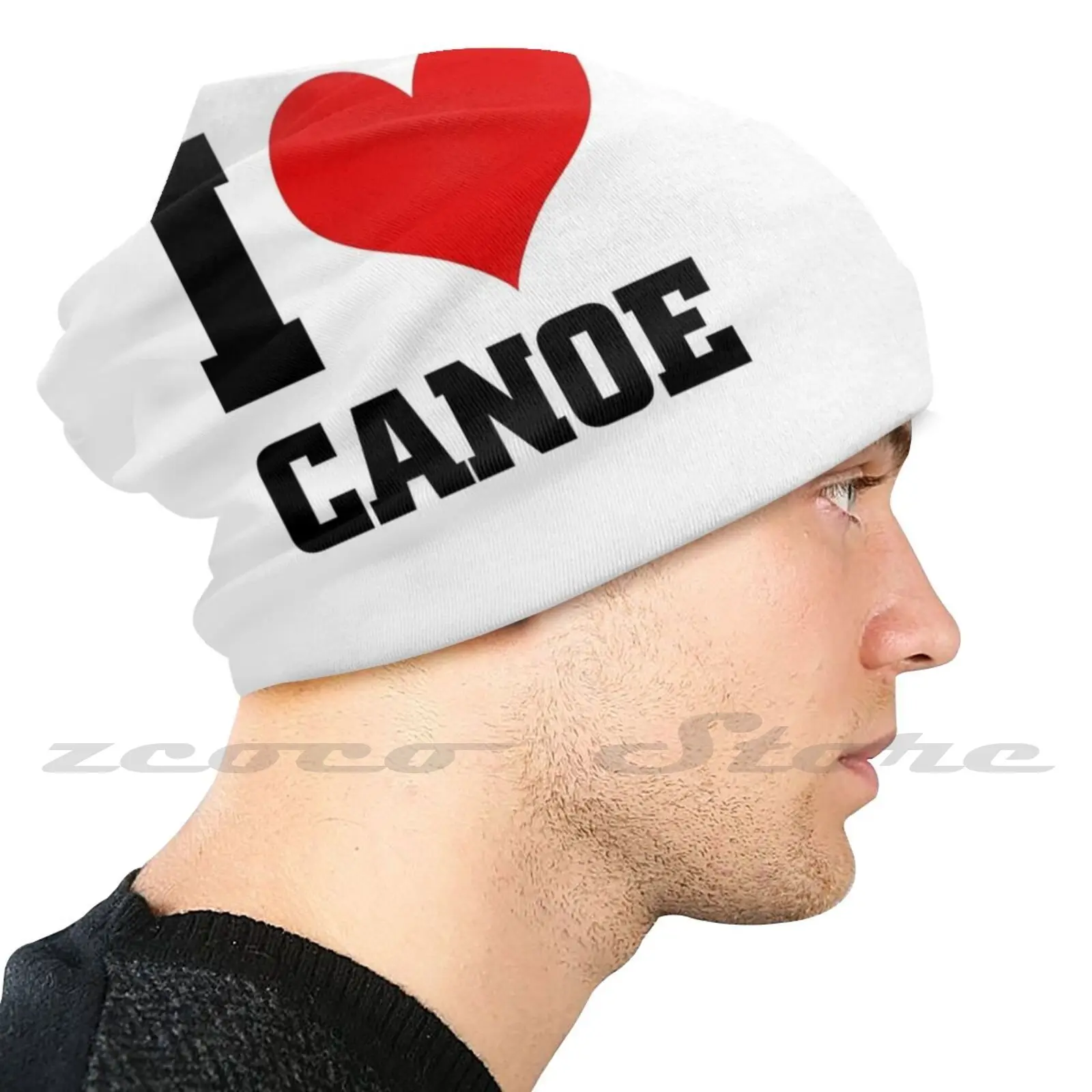 Вязаные шапки I Love каноэ с индивидуальным рисунком Женская эластичная мягкая