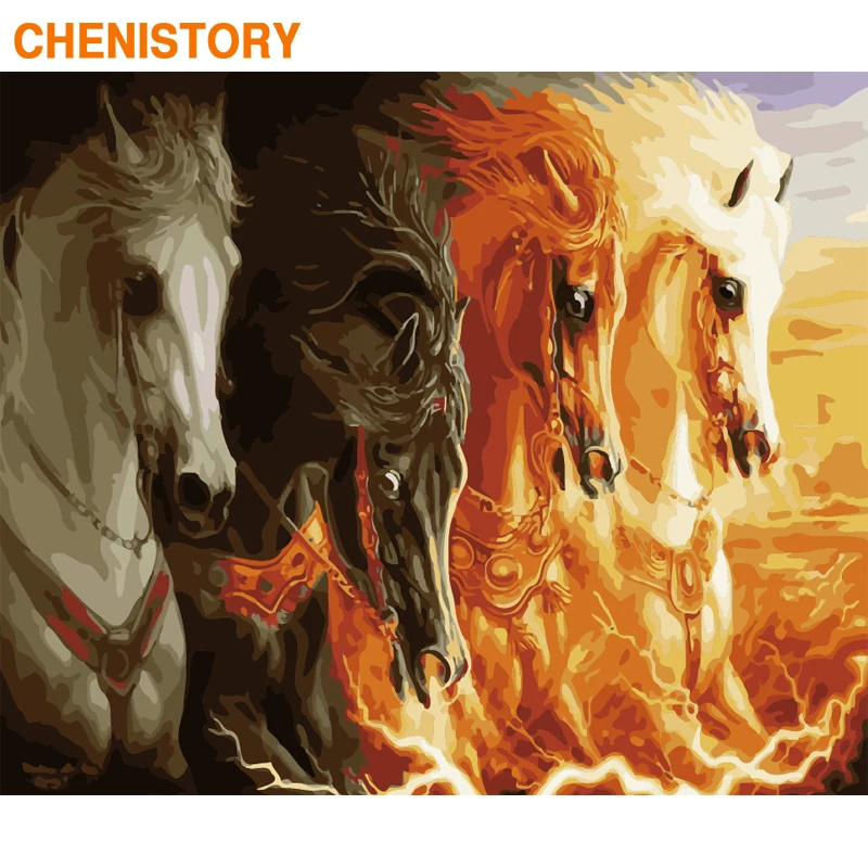 

CHENISTORY Frame Horse Animals DIY Painting By Numbers Kit Canvas Drawing Picture Wall Art Paint By Number For Home Decors Gift