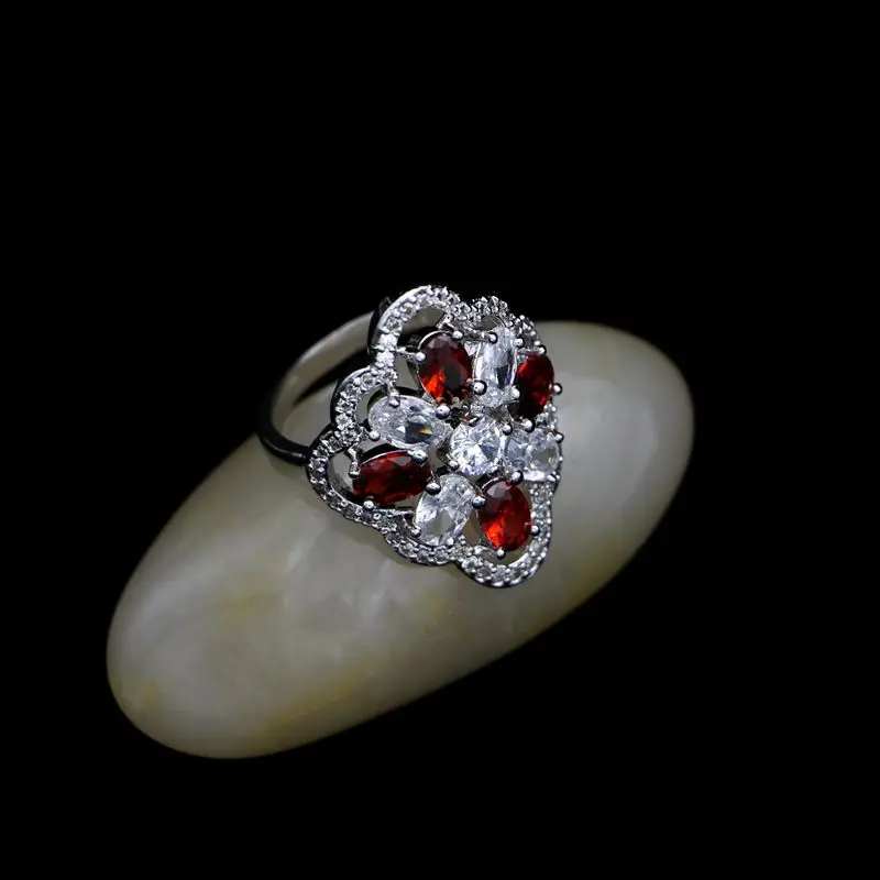 Fire Red Stone ювелирный набор из стерлингового серебра 925 пробы модный