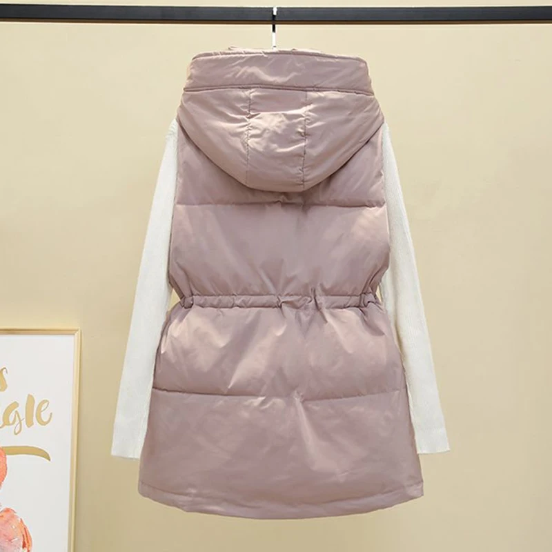 2021winter Ultra Light Down Vest Coat Women Fashion Warm Sleeveless Parkas High Collar Waistcoat Female Casual Outerwear Chic To