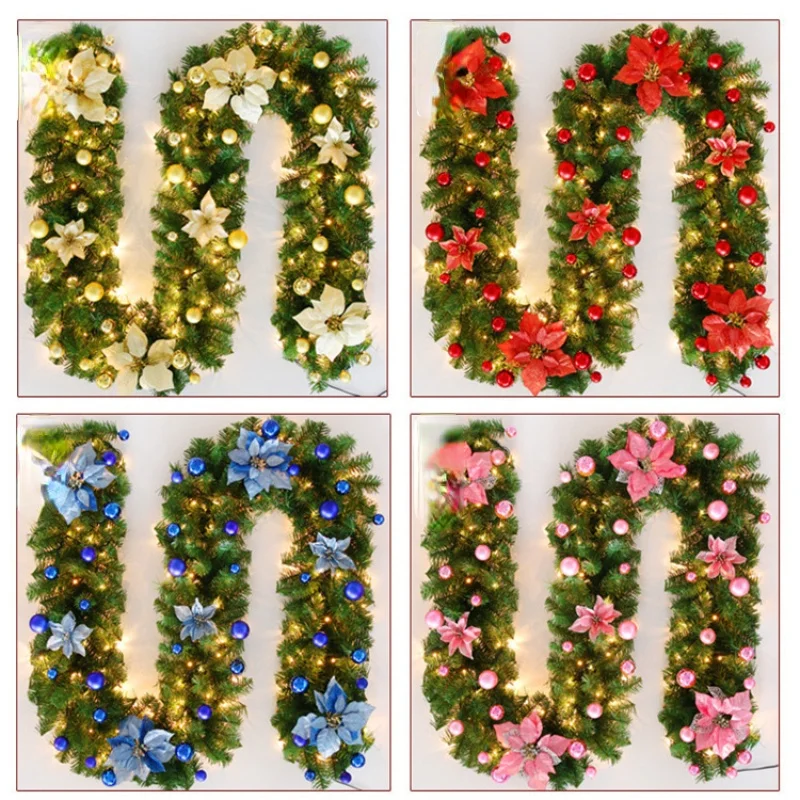 Guirnalda de mimbre de Navidad para decoraci&oacute;n de hoteles, centro comercial, supermercado, 2,7 m, PVC, cifrado-0
