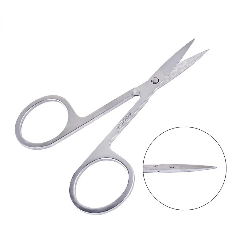 

1pc Steel Mini Portable Curved Mustache Nose Ear Hair Remover Scissor Trimmer Safety Tips