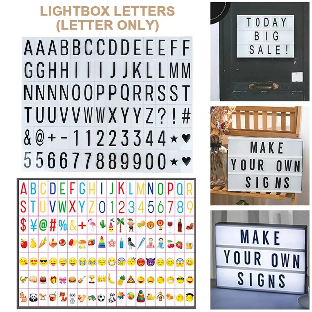 

84/126pcs Cinema LED Lightbox Replacement Letters and Symbols Signs Black for A4/A5 LightBox