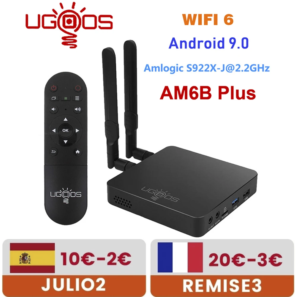 2021 UGOOS AM6B плюс WiFi6 Смарт ТВ Box Android 9 0 Amlogic S922X J 2 ГГц 4 Гб DDR4 32 Встроенная память 1000 м