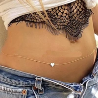 1pcs women girls waist chain fashion simple heart shape decor belly chain bikini chain for summer beach jewelry accessories