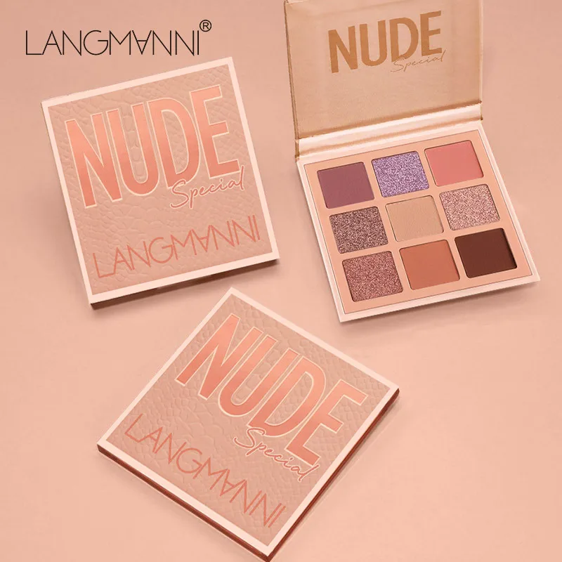 Палитра теней для век Langmanni Косметика макияжа Алмазный блеск металлик 9 цветов