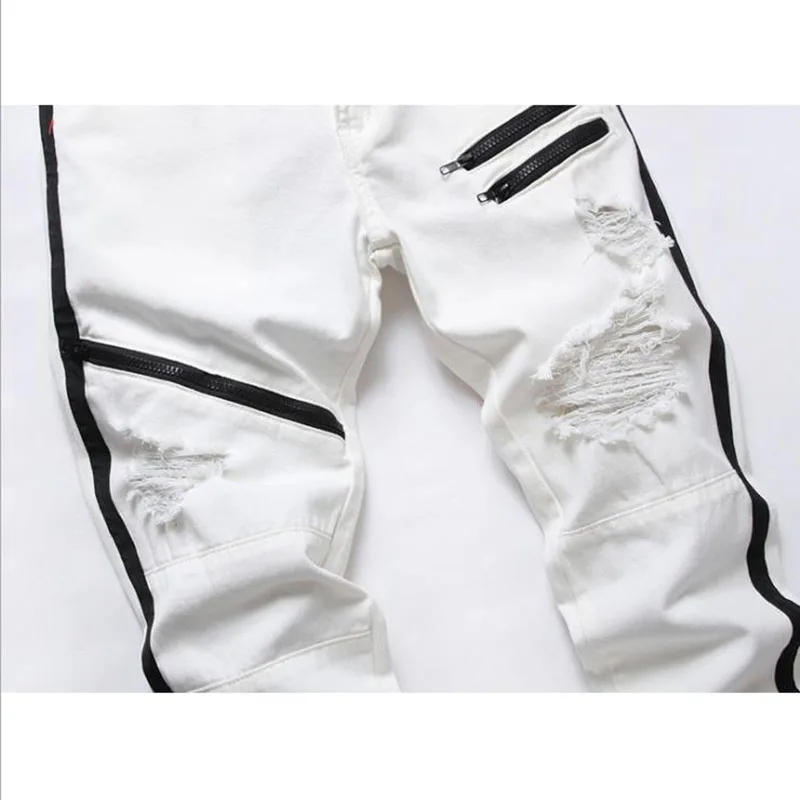 Мужские прямые джинсовые брюки с дырками в стиле High Street мужские модные