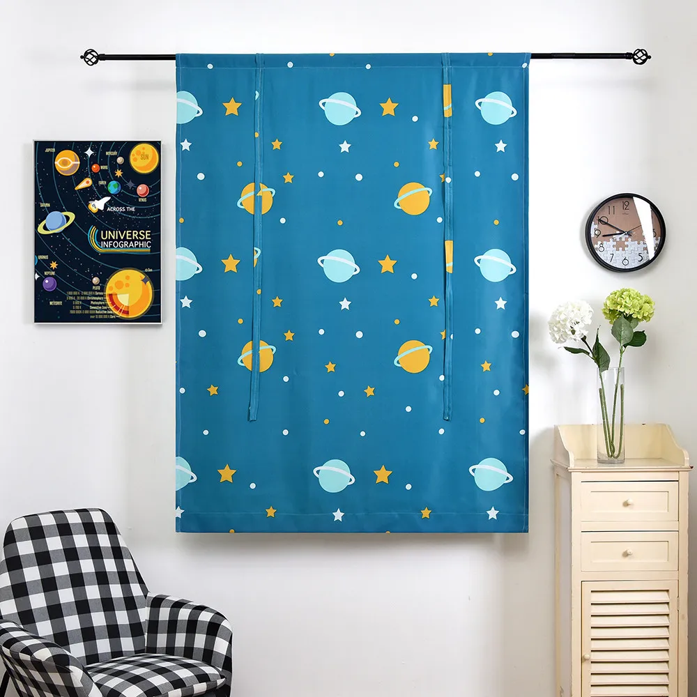 GY3020 планеты печати в римском стиле короткие кухонные оконные шторы шкаф домашний