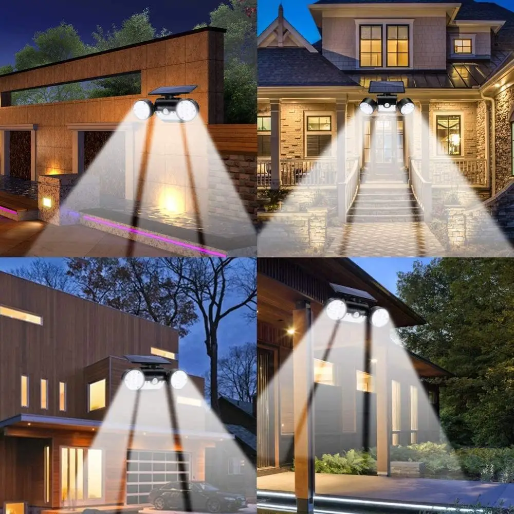 Настенные светильники на солнечной батарее двойная головка точечные с движением