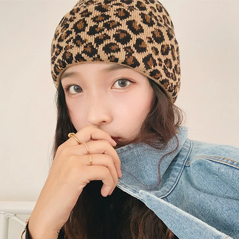 Зимние шапки WEOOAR для женщин мужские вязаные шапки-ушанки Роскошные леопардовые