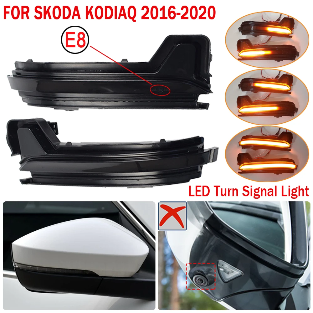 

For SKODA KODIAQ 2016 -2020 Dynamic Indicator Blinker Startup Breath Light 2 pcs Side Wing Superb Mirror Indicator