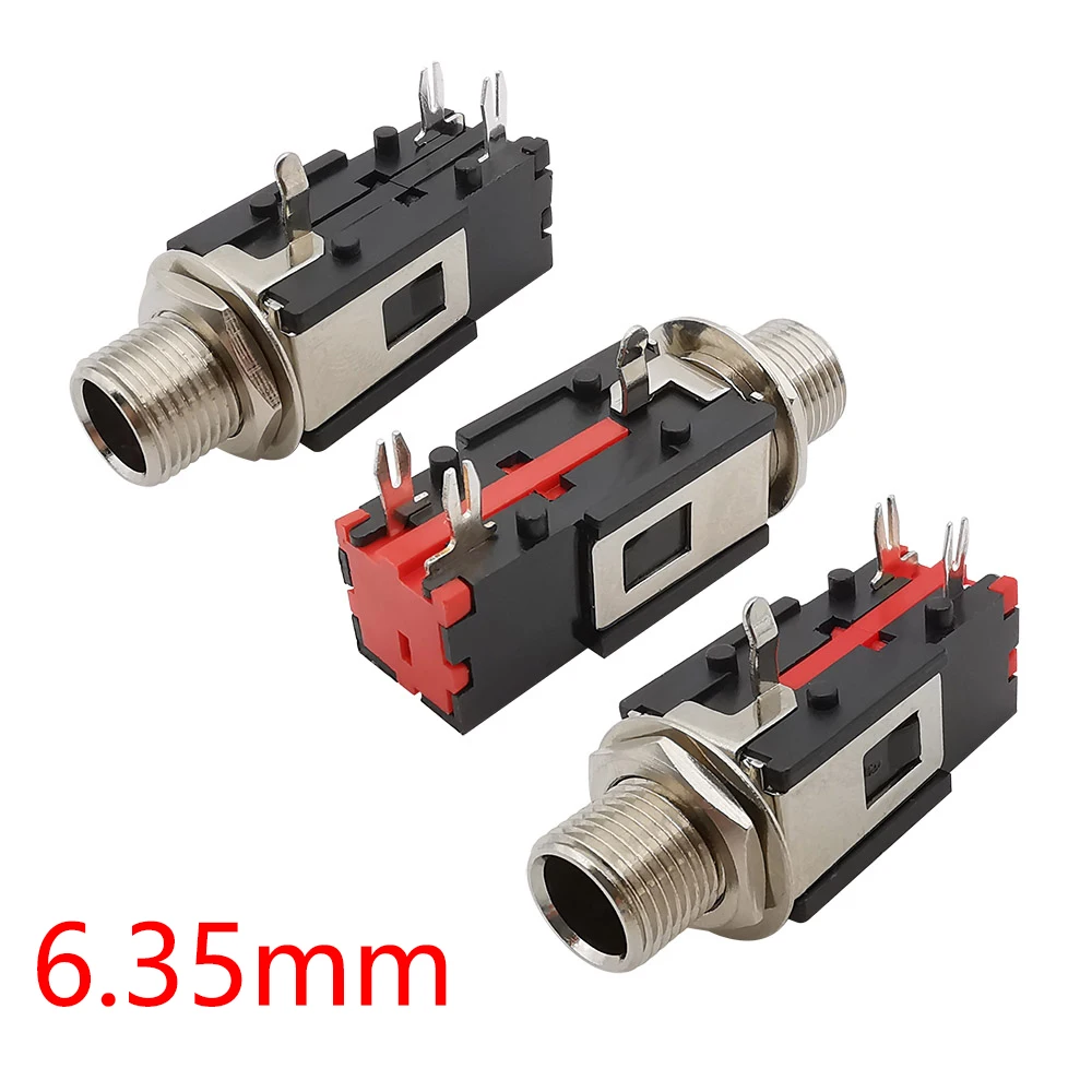 1/2/5Pcs Thread Lock 6.35mm Headphone Socket Phone Audio Mono/Stereo Female Jack Connector 6.35 1/4 inch Panel Mount Adapter - купить по