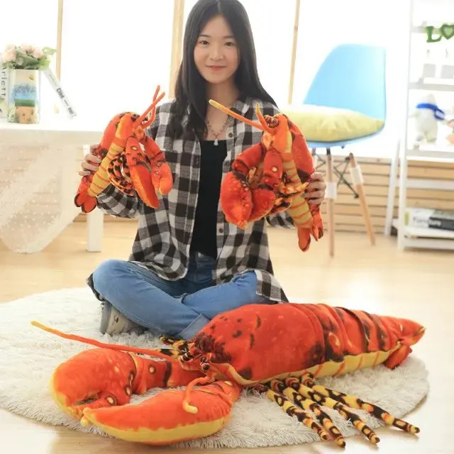 

45-120cm Large Lifelike Simulation Lovely Delicious Lobsters figures Creative plush pillow doll girl Children birthday toys gift