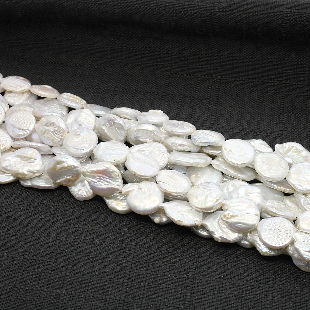 

AAA Grade White Color 15mm 24Pcs Natural Freshwater Pearl Loose Beads High Quality Button Shape DIY For Making Necklace Earring