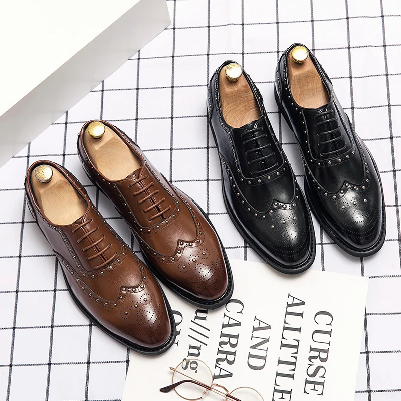 

Large Size Office Business Loafers Men Casual Shoes Formal Oxford Luxury Trend British Style Men's Carved Brogue For Summer