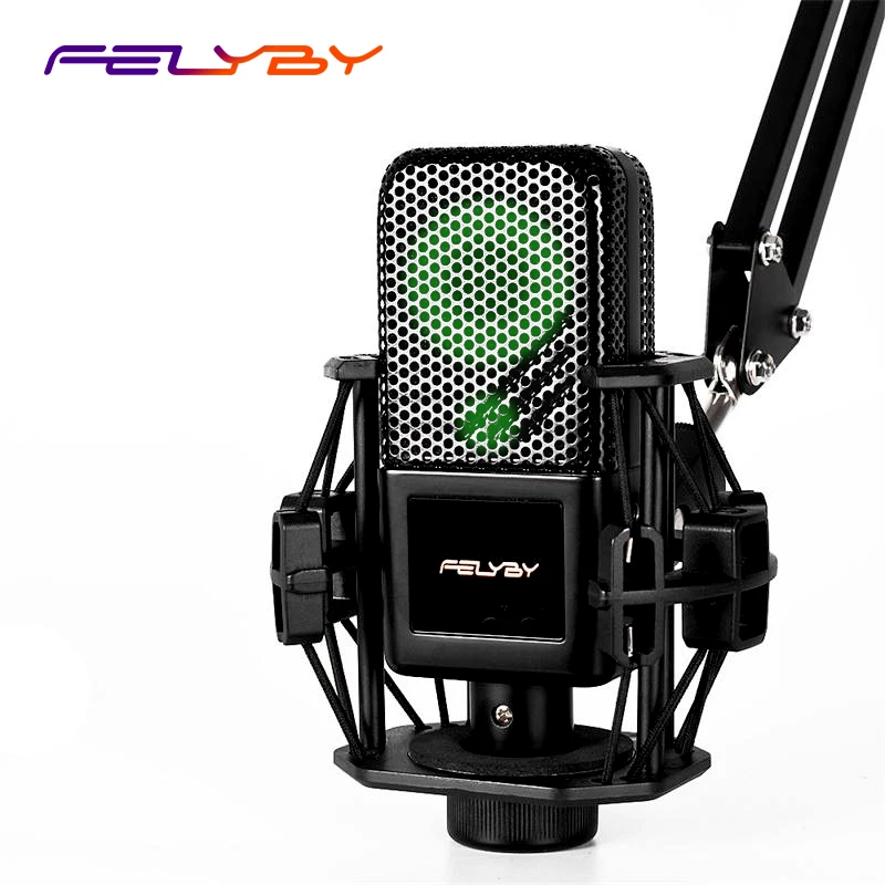 FELYBY BM1000 профессиональный конденсаторный микрофон для караоке для компьютера/телефона студии 3,5 мм записывающий Подкаст микрофон конденсатор