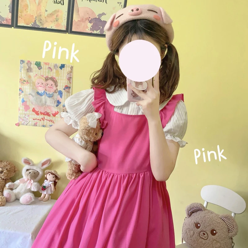 

Платье на бретелях Kawaii, мягкое, милое, в стиле Лолиты, Jsk, летнее, милое, кружевное, с оборками, для принцесс, платья Jk, для студентов, на бретель...