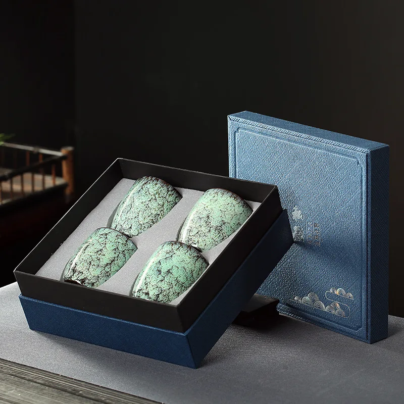 

250ml Chinese Style Kiln glazed tea cup 4 cups tea set Birthday Wedding festival Gift