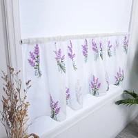 1 pc w100xl50cm rod pocket short curtain for kitchen cafe embroidered purple lavender romantic roman curtain js208c