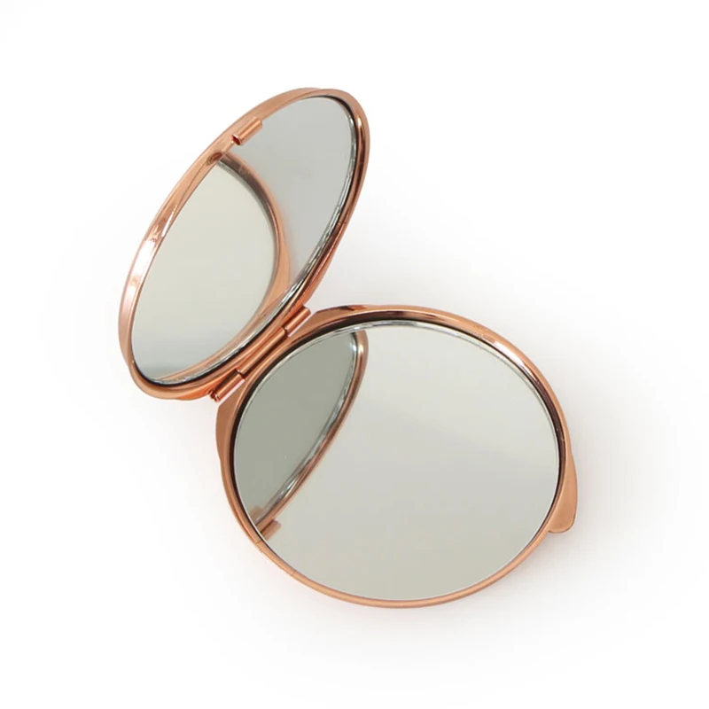 Индивидуальное компактное карманное зеркало цвета розового золота с логотипом