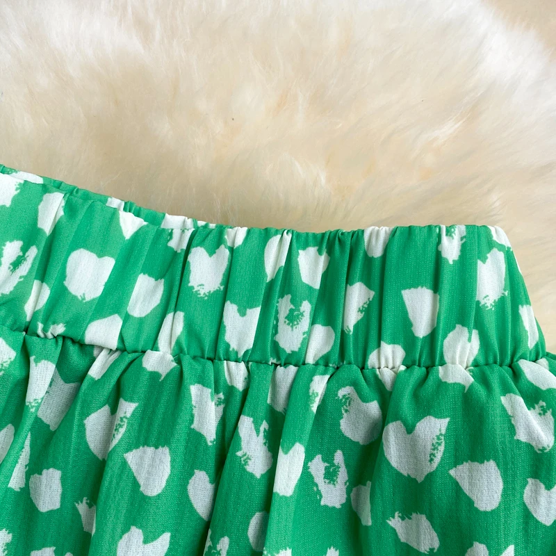 

UuLuTonica Summer Spring Printed Ruffles Midi Women Skirts Female A-line High Waist Casual Skirts