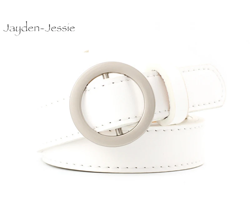 Женский пояс из искусственной кожи с металлическим кольцом и пряжкой однотонный