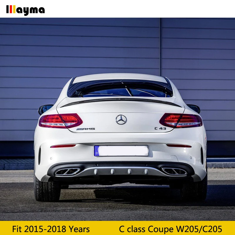 C63 стиль задний багажник для benz C class coupe 2 двери c200 c250- W205 C205 C43 СТЕКЛОВОЛОКНО FRP матовый черный спойлер крыло
