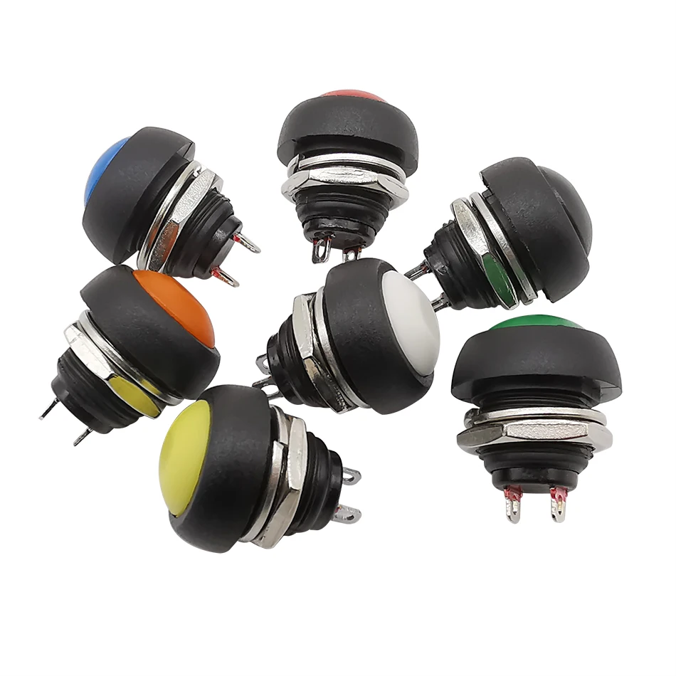 

1/2/5Pcs PBS-33b 2Pin Mini Switch 12mm 12V 1A Waterproof Momentary Push Button Switch PBS33b Multicolor Reset Non-locking Switch