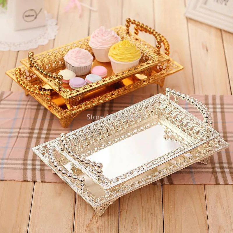 

Elegant Plates Gold Dessert Fruit Cupcake Cake Stand Plate Fruits Tray Pallet Decoration Wedding Party Dishes & Plates