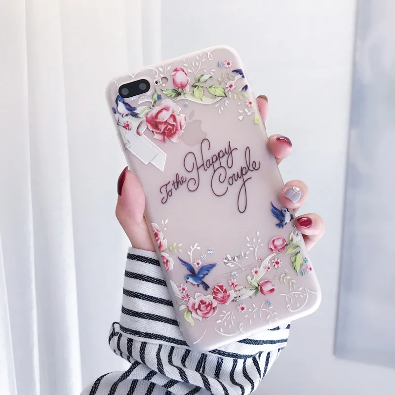 Floral Phone Case For Capinha iphone 8 6 plus XR XS Max 6s luxury Silicon Cover se 5s 5 7 x 10 Rose Animal | Мобильные телефоны и