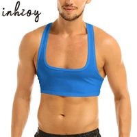mens sexy y back sleeveless muscle half tank top vest t shirts sports bras